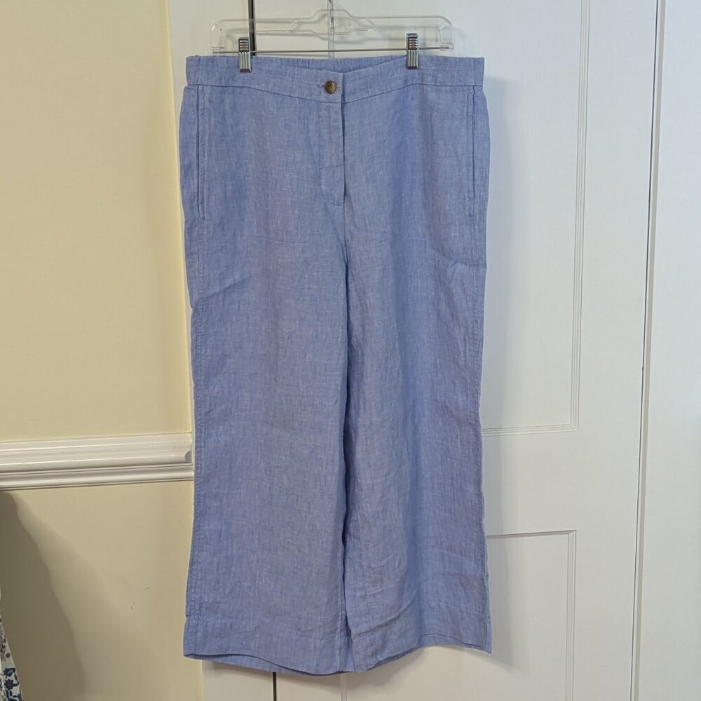 Light Blue J. Jill Never-worn Chambray Wide-leg Linen Pants